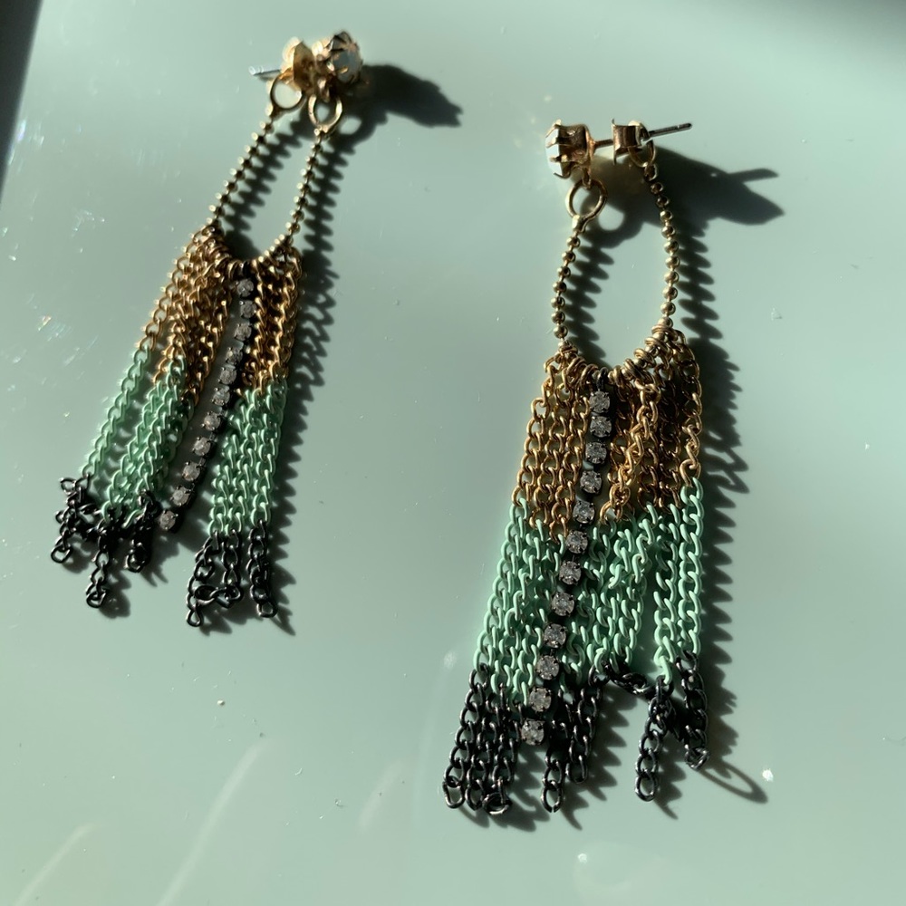 HANDMADE🌙one of a kind fringe sparkle earrings
